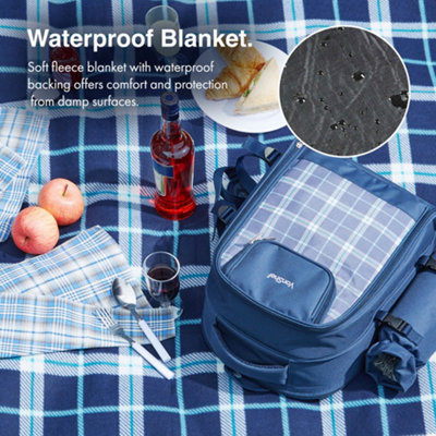 VonShef Plaid Blue 2 - person Picnic Backpack with Blanket New Without Tags 9175KO5IGEL.jpg main image 4
