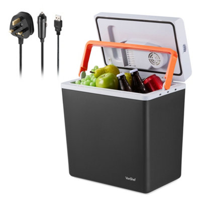 VonShef 20L Electric Cool Box, Insulated Cooler Box with Hot/Cold Function, Three Power Options (3-Pin Plug, USB-A & 12v Car Plug)