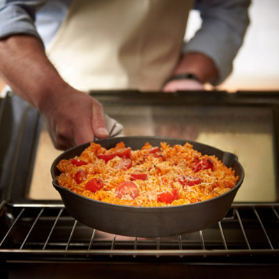 VonShef 3 Piece Set of Cast Iron Pans and Skillets for Grilling, Frying, Searing & More, suitable for all Hobs
