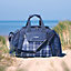 VonShef 6 Person Holdall Picnic Bag with Cooler Compartment, Includes Plates, Cutlery Set, Glasses & Tableware, Navy Tartan Hamper