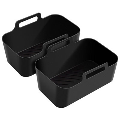 VonShef Air Fryer Liners, Set of 2 Resuable Silicone Airfryer Baskets for Dual Fryer, Suitable for Ninja, Microwave & Oven Safe