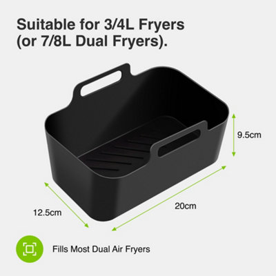 VonShef Air Fryer Liners, Set of 2 Resuable Silicone Airfryer Baskets for Dual Fryer, Suitable for Ninja, Microwave & Oven Safe