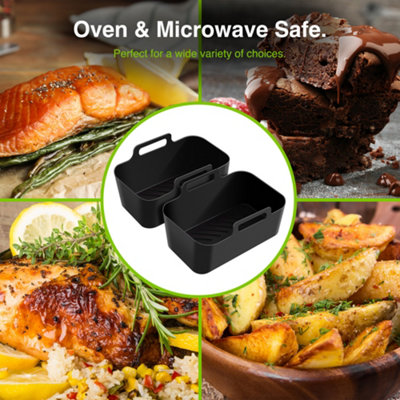 4x Silikon Einlagen Für Air Fryer – Antihaft, Perforiert, 19,6x13 Cm (rot & Schwarz)