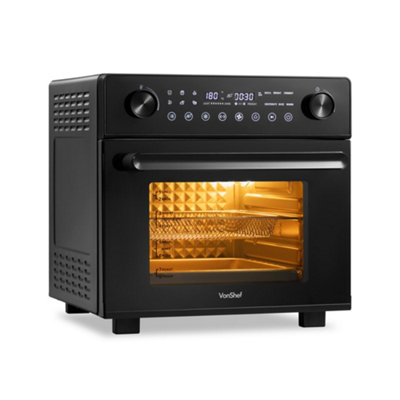 VonShef Air Fryer Oven 18L -  14-in-1, Full Accessory Set, Rotisserie Function, 60 min Timer, 1800W, Black