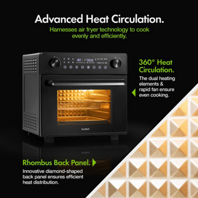 VonShef Air Fryer Oven 18L -  14-in-1, Full Accessory Set, Rotisserie Function, 60 min Timer, 1800W, Black