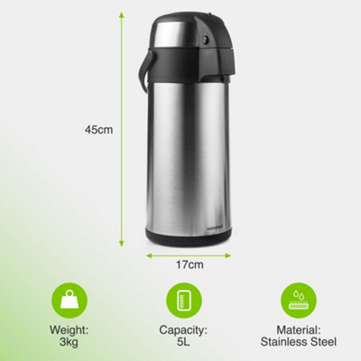 VonShef Airpot, 5L Hot Water Dispenser w/ Vacuum Push Button Pump