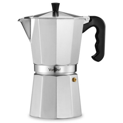 VonShef Aluminium Stovetop Coffee Maker 12 Cup/600ml, Italian
