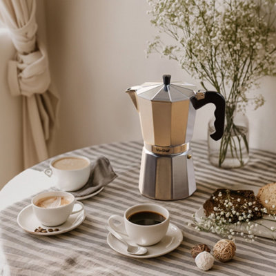 VonShef Aluminium Stovetop Coffee Maker 12 Cup/600ml, Italian