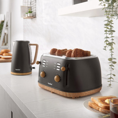 VonShef Black Kettle and Toaster Set With Rapid Boil Kettle