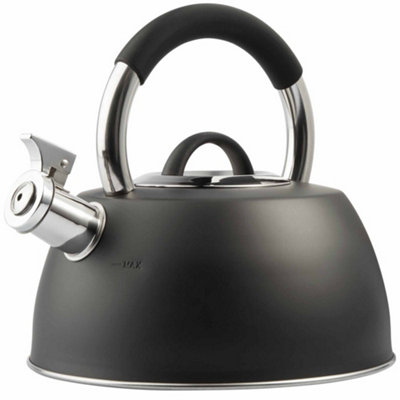 VonShef Black Stove Top Kettle, 2.5L Retro Whistling Kettle, Stainless ...
