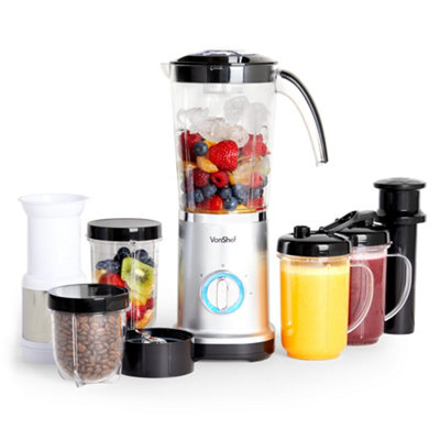 VonShef Blender Juicer & Grinder 17 Piece Set with 2 Speed Settings and