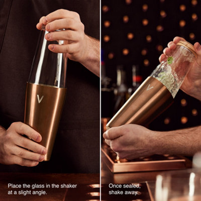 Set De Bar Boston Shaker En Cuivre Antique - 700ml, Avec Passoire, Pilon Et Mesure - Qualité Professionnelle Inox/verre