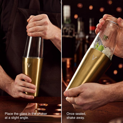 Gold Boston Shaker Cocktail Shaker Set | Kit barista professionale con miscelatore ponderato Martini, filtro Hawthorne, Jigger, Muddler Mojito, cucchiaio di miscelazione e 2 versatori di liquore