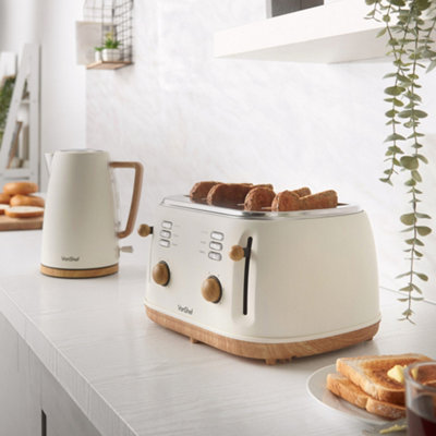 Cream 4 slice toaster and kettle set best sale