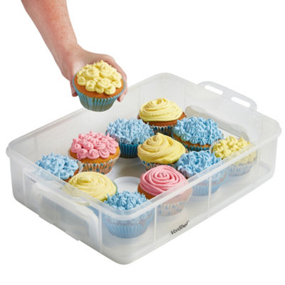 VonShef Cupcake Carrier with Handle, 24 Muffin Stackable Cake Caddy, 2 ...