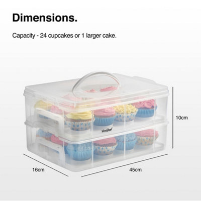 VonShef Cupcake Carrier with Handle, 24 Muffin Stackable Cake Caddy, 2 ...
