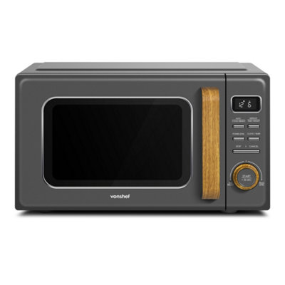 Vonshef Digital Microwave 23L, Compact Microwave 900W with 11 Power Levels, 7 Auto Cook Menus, Defrost and 95-Minute Timer