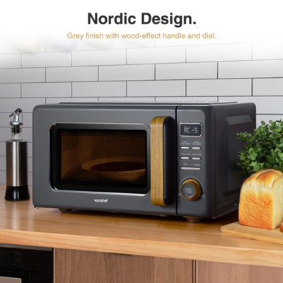 Vonshef Digital Microwave 23L, Compact Microwave 900W with 11 Power Levels, 7 Auto Cook Menus, Defrost and 95-Minute Timer