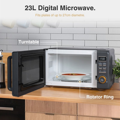 Vonshef Digital Microwave 23L, Compact Microwave 900W with 11 Power Levels, 7 Auto Cook Menus, Defrost and 95-Minute Timer