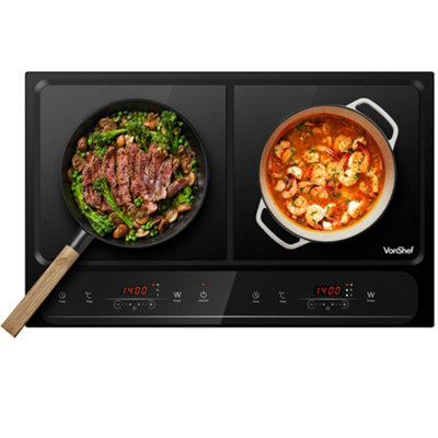 VonShef Double Induction Hob, 2800W Portable Dual, Twin Plate Electric Table Top with LED Display