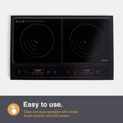 VonShef Double Induction Hob, 2800W Portable Dual, Twin Plate Electric Table Top with LED Display