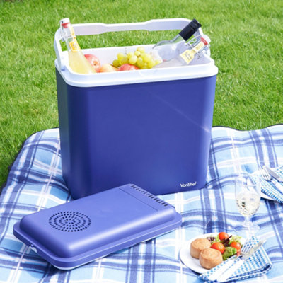 VonShef Electric Cool Box, Large 22L Picnic Cooler Box, Compact & Portable for Camping w/12V DC Car Adaptor