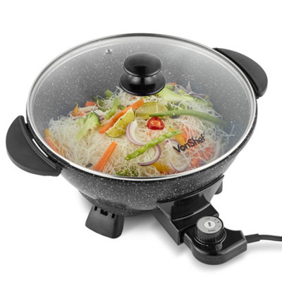 VonShef Electric Wok Skillet Pan, 5L Capacity, 1400W Aluminium Frying