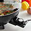 VonShef Electric Wok Skillet Pan, 5L Capacity, 1400W Aluminium Frying Pan w/ Tempered Glass Lid, Adjustable Temperature, Non-Stick