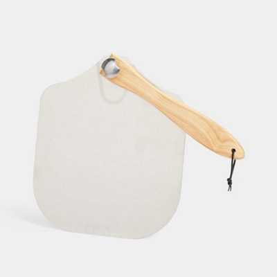 Karboby draaiende pizzaschep 23 cm (9 inch) ronde geperforeerde pizzaschep, hard geanodiseerde aluminium pizzaovenschep met lange steel voor het bakken van zelfgemaakte pizza en brood