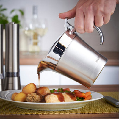VonShef Gravy Boat, 500ml Stainless Steel Dining Table Gravy Jug, Double Wall Insulated Thermal, Ideal for Gravy, Custard & Cream