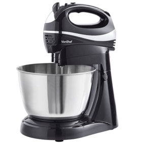 VonShef Hand & Stand Mixer, Easy Clean 2 in 1  Mixer, 300W, 3.5L Stainless Steel Bowl, 2 Beaters, 2 Dough Hooks & Balloon Whisk