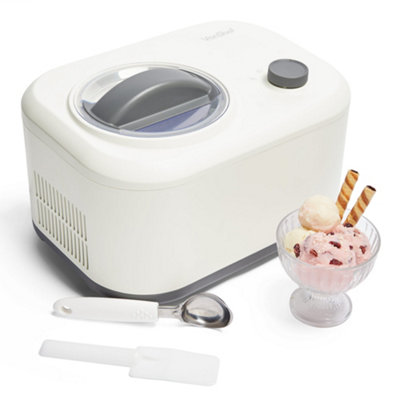 VonShef Ice Cream Maker with Compressor 100W, 1L Electric Gelato Machine for Home, Fast Operation, No Pre Freeze & Basic Recipes