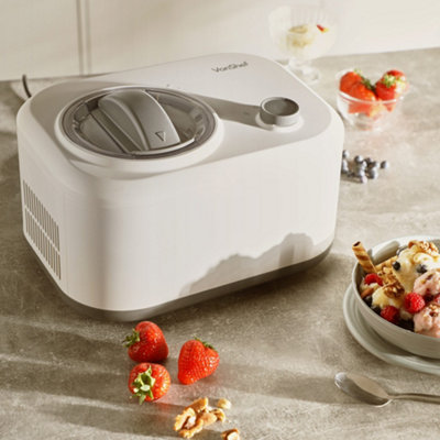 VonShef Ice Cream Maker with Compressor 100W, 1L Electric Gelato Machine for Home, Fast Operation, No Pre Freeze & Basic Recipes