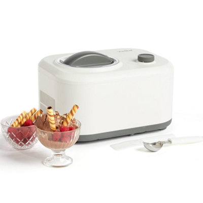 VonShef Ice Cream Maker with Compressor 100W, 1L Electric Gelato Machine for Home, Fast Operation, No Pre Freeze & Basic Recipes