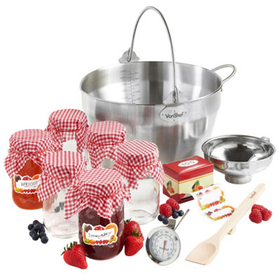 VonShef Jam Making Kit, Starter Set Bundle includes 9L Maslin Pan ...