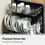 VonShef Melamine Dinnerware Set, 16Pc Leaf Dinner Set Inc. 4 Plates, 4 Side Plates, 4 Bowls & 4 Cups, Dishwasher Safe Tableware