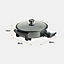 VonShef Multi Cooker 1.5L, 30cm Electric Frying Pan w/ Lid & Adjustable Temperature Control, Non-Stick, Detachable Cable, 1500W