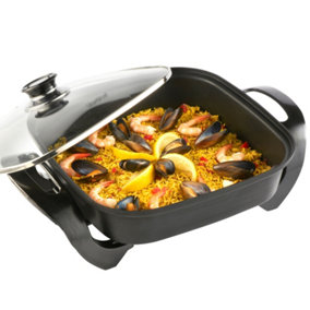 VonShef Multi Cooker 5L, 30cm Electric Frying Pan w/ Lid & Adjustable Temperature, Non-Stick, Detachable Cable, 1500W