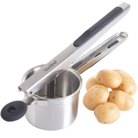 VonShef Potato Ricer Masher, Multifunctional Stainless Steel Fruit & Veg Press w/ Soft Grip Vegetable Masher for Mashed Potatoes