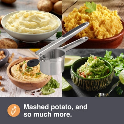 VonShef Potato Ricer Masher, Multifunctional Stainless Steel Fruit & Veg Press w/ Soft Grip Vegetable Masher for Mashed Potatoes