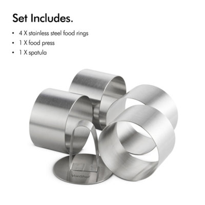 VonShef Professional Cooking Rings, Dessert/Food Presentation Rings, 6 ...