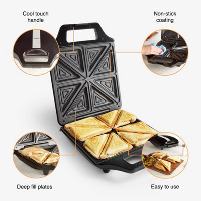 VonShef Sandwich Toaster Slice, Toastie Maker with Non-Stick
