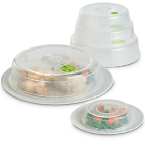 VonShef Set of 5 Microwave Food Covers, Easy Clean, Dishwasher Safe, Transparent Lids, Variety of Sizes for all Plates & Dishes