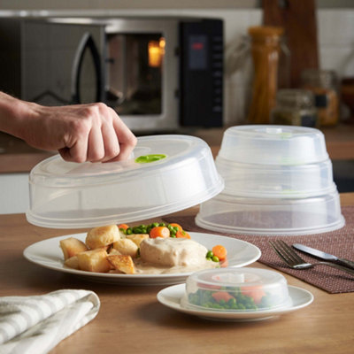 VonShef Set of 5 Microwave Food Covers Easy Clean Dishwasher Safe Transparent Lids Variety of Sizes