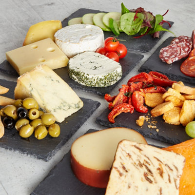 VonShef Slate Serving Tray Set, Set of 6, Natural Edge Cheese Boards/Platters/Plates, 22cm x 16cm, Cheese, Tapas, Appetisers