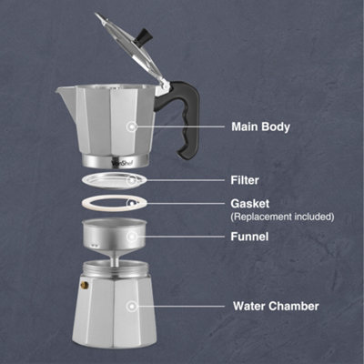 300ml Stovetop Espresso Maker Stainless Steel Italian Coffee Moka