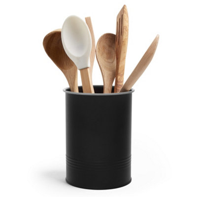 Bocaoying Utensil Holder For Kitchen Counter, Extra Large Kitchen Utensil Holder With 4 Compartments, Matte Black Metal Cooking Utensil Organizer With