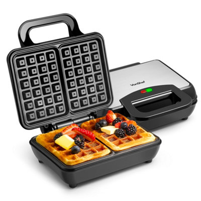 Waffle Maker 4 in 1, Mini Waffle Maker with Removable Plate, Waffle Iron  Waffle Machine, Non-stick Coating 750W Double-Sided Heating, LED Indicator