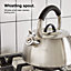 VonShef Whistling Stove Top Kettle, Induction Safe, Stainless Steel w/ Silver Finish, Suitable for All Hob/Stove Types, 2.5 Litre