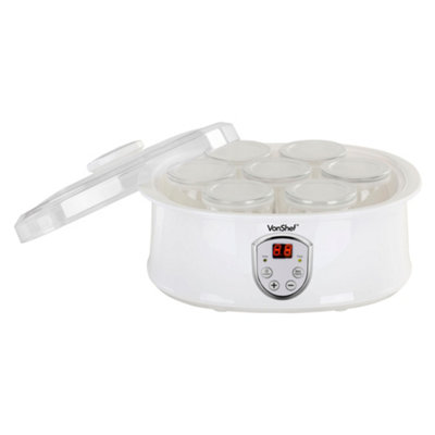 NutriChef PKYM18 White Electronic Yogurt Maker with Six (6) Glass Jars -  Bed Bath & Beyond - 10812301